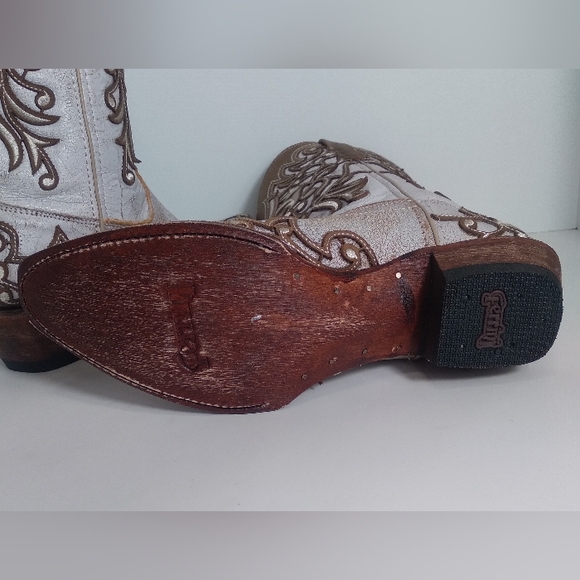 Ferrini Womens Ivy Snip Toe Mid Calf Brown/ Off White Western Boots- Size 9 - Picture 3 of 11